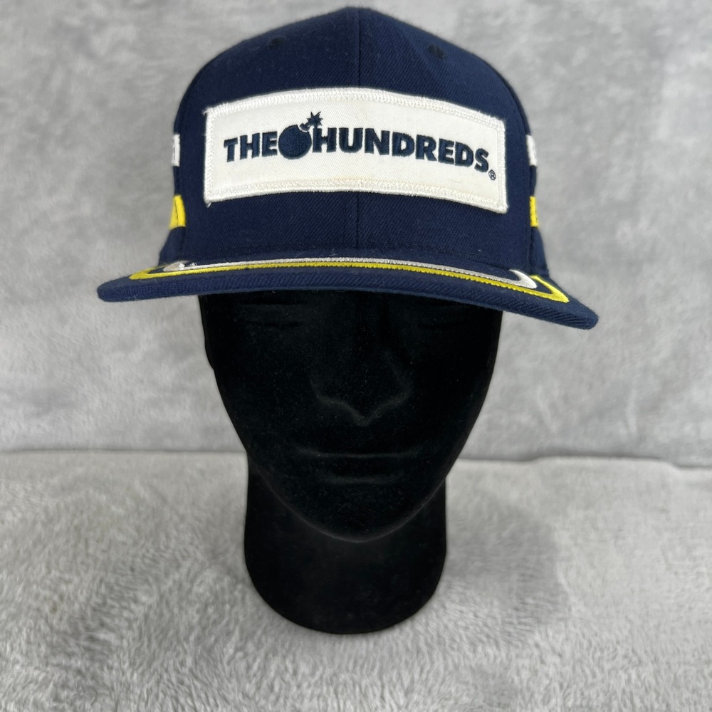 The Hundreds Racing Stripe Snapback Hat Navy Blue Streetwear Skate Logo Cap